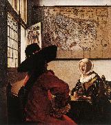 Jan Vermeer Officer with a Laughing Girl oil painting artist